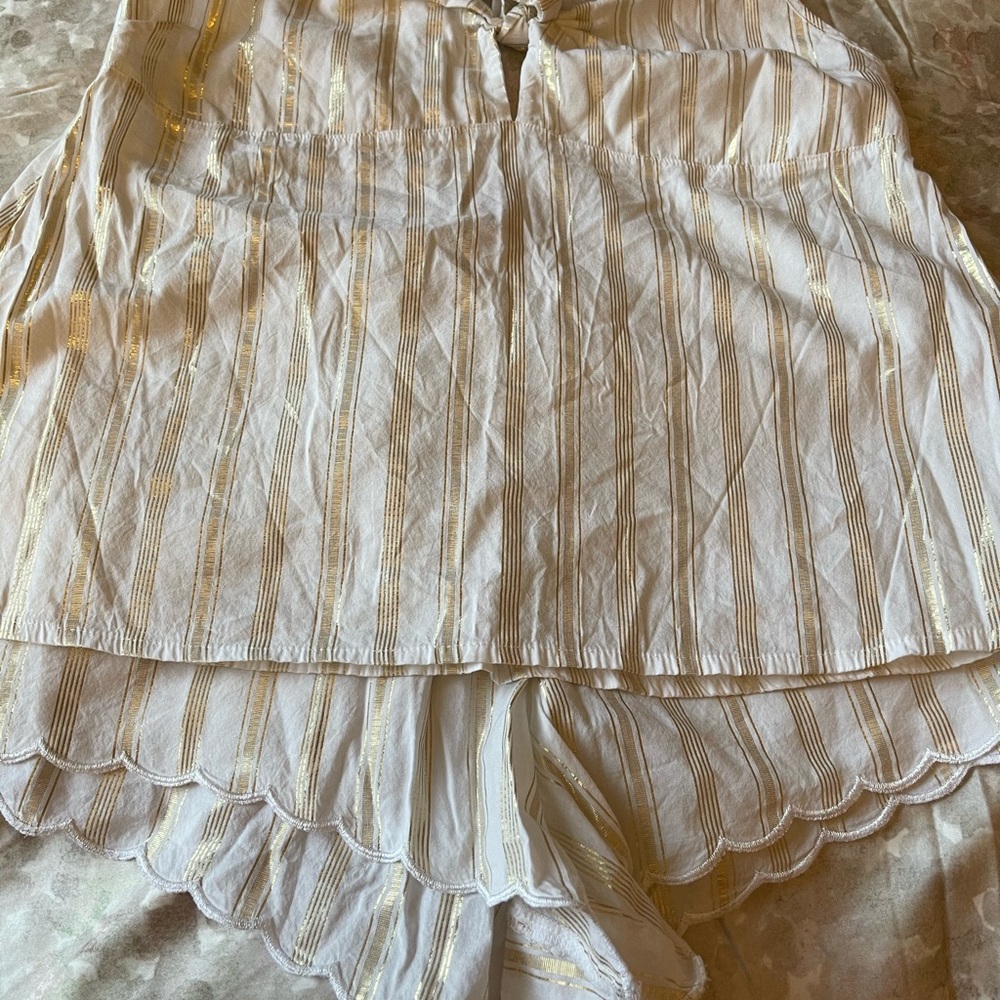White Gold Metallic Thread Bridal Pajama Set